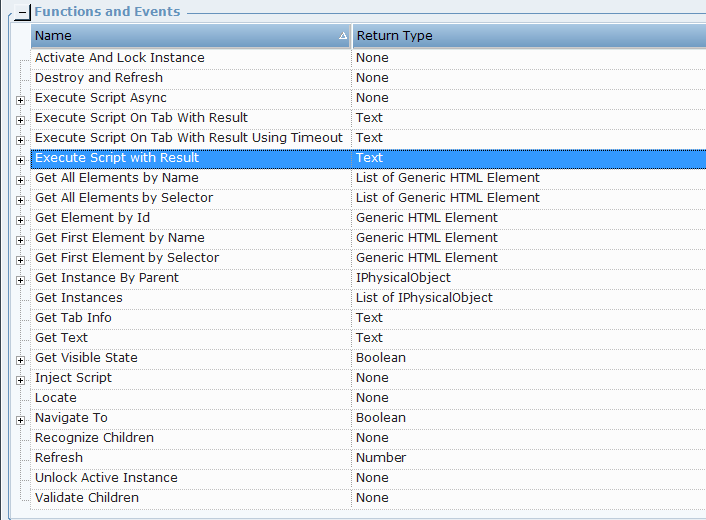 Functionality of Generic HTML Screen Elements