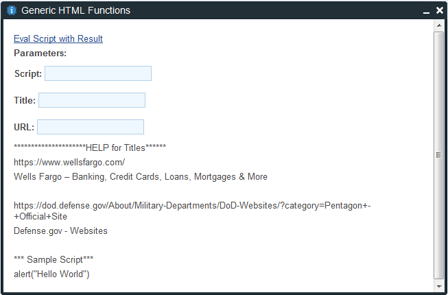 Using the Generic HTML Function